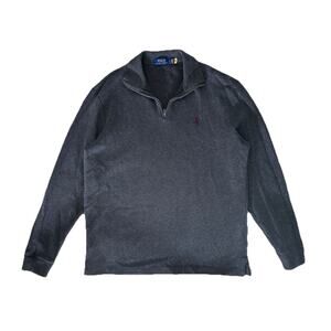 Polo Ralph Lauren Men’s Gray Quarter-zip Pullover Sweater Purple Embroidered L